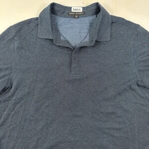 Robert Barakett Creston SS Polo Shirt Mens Large Blue Black Cotton Basketweave